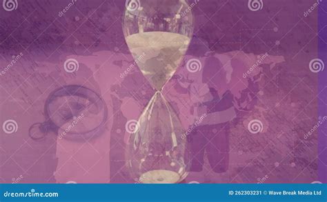 Animation of Hourglass Over Compass with Santa Claus and World Map Stock Video - Video of loop ...