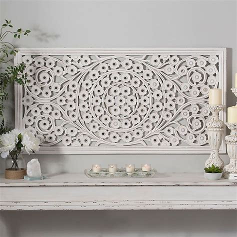 White Daisy Carved Wood Wall Panel | Kirklands | Wood panel walls ...