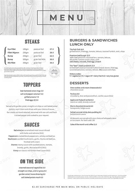 Menu at Berserker Tavern restaurant, Berserker