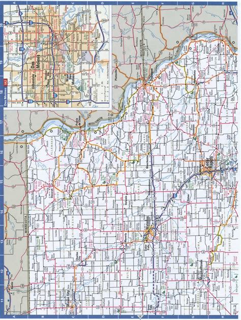 Eastern Iowa highways road map.Map of East Iowa cities and highways