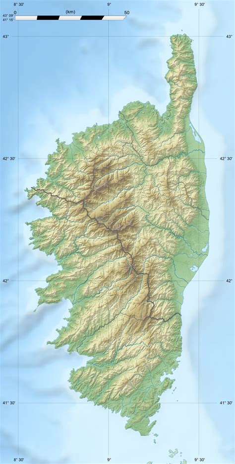 Corsica Region Relief Map - MapSof.net