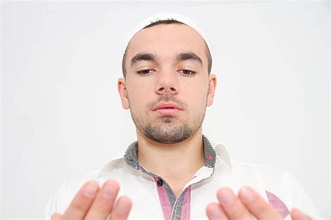 Prayerful Arab Muslim Man With Open Hands In Dua To Allah During Namaz Photo Background And ...