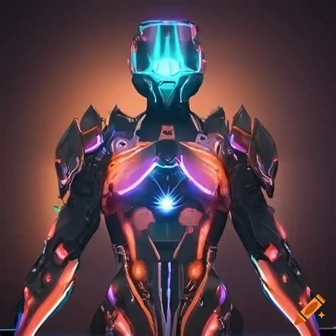 Person in sci-fi armor exosuit on an alien planet