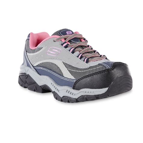 Skechers Work Women's Doyline Gray/Pink Relaxed Fit Steel Toe Work Shoe