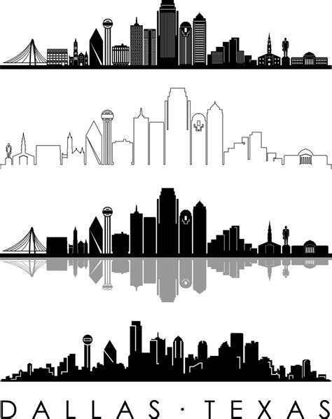 DALLAS City SKYLINE Outline Silhouette Vector Svg Eps Jpg Png - Etsy