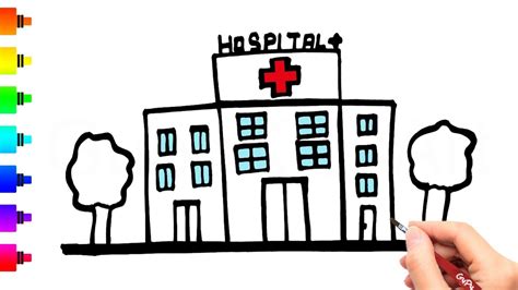 How to draw a Hospital for kids - Drawing and Coloring - YouTube