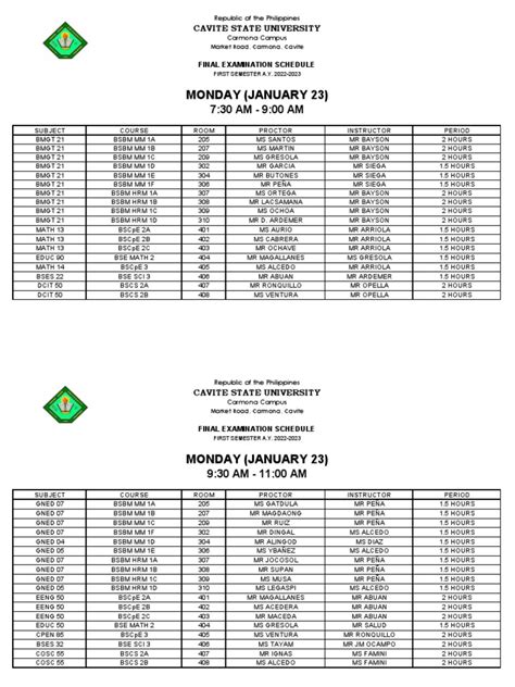 Final Examination Schedule | PDF