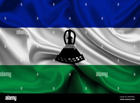 High detailed flag of Lesotho. National Lesotho flag. Africa. 3D ...