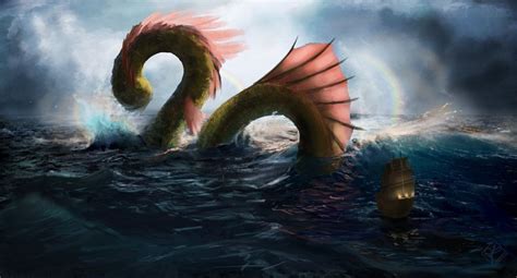 Sea Serpent Snake Wallpaper, Painting Wallpaper, Animal Wallpaper, Sea ...