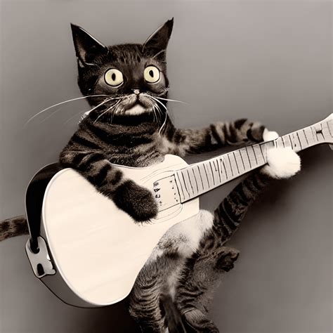 Funny Cat Playing Guitar · Creative Fabrica