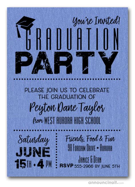 Shimmery Blue Dotted Graduation Party Invitations