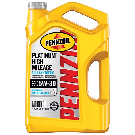 Pennzoil Platinum High Mileage 5W-30 Full Synthetic Motor Oil, 5 qt ...