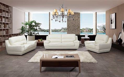 Italian White Leather Sofa Set AEK-18W | Leather Sofas