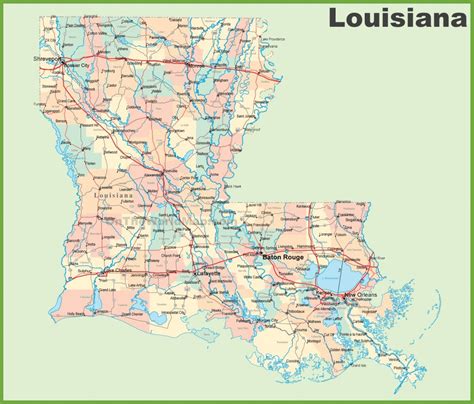 Road Map Of Louisiana With Cities - Louisiana State Map Printable ...