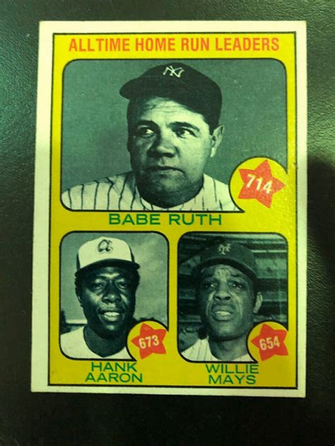 1973 Topps #1 All Time Home Run Leaders Ruth/Aaron/Mays List $60, Sell $45