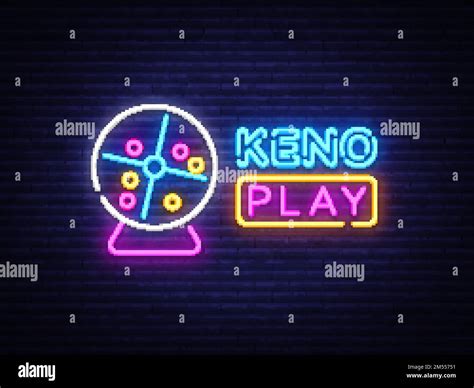 Keno Lottery neon sign vector design template. Lotto symbols neon logo, light banner design ...