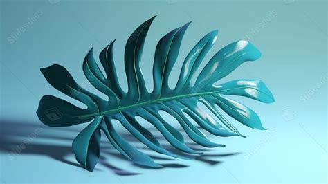 Light Blue With 3d Rendered Shadow Of A Tropical Leaf Powerpoint Background For Free Download ...