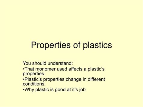 PPT - Properties of plastics PowerPoint Presentation, free download ...