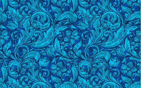 Download wallpapers blue floral pattern texture, floral ornaments texture, blue floral ...