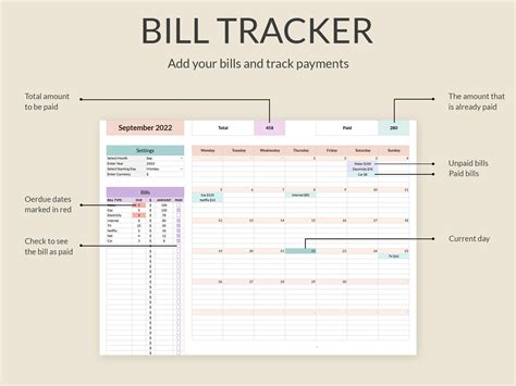 Bill Tracker Spreadsheet, Google Sheets Bill Calendar, Automated ...