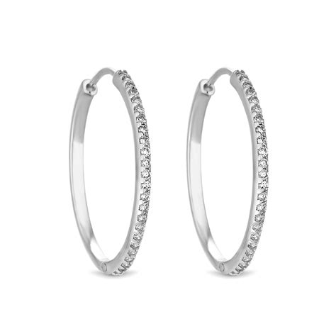 Simply Silver Sterling Silver 925 Fine Cubic Zirconia Hoop Earring ...