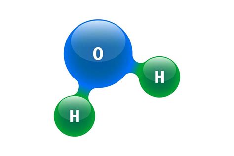 Chemistry model of molecule water H2O scientific elements. Integrated particles hydrogen and ...