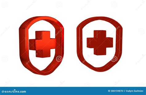 Red Medical Shield with Cross Icon Isolated on Transparent Background ...