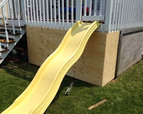Adding a slide (and a clubhouse) to your back deck | Heather's Handmade Life | Decks backyard ...