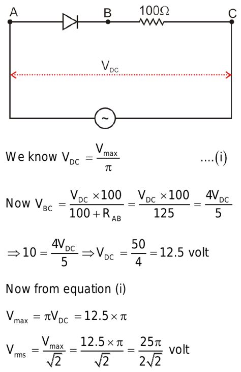 A half wave rectifier is used to supply 10V DC to a resister load of ...