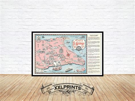 Old Pictorial Map of St. George Bermuda 19th Century Fine | Etsy