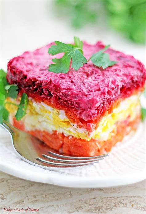 Salmon Shuba (Layered Vegetable and Fish Salad) - Valya's Taste of Home