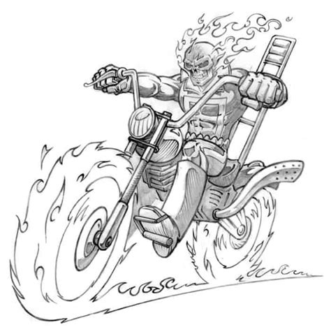 Ghost Rider On Motorcycle On Fire Coloring Pages | Ghost rider, Funny easy drawings, Lego ghost ...