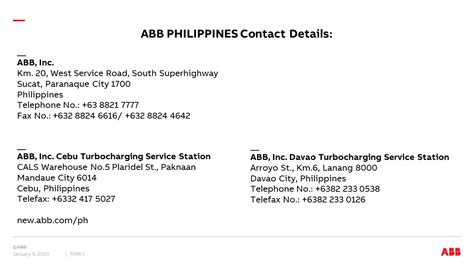 ABB - ABB PHILIPPINES CONTACT DETAILS