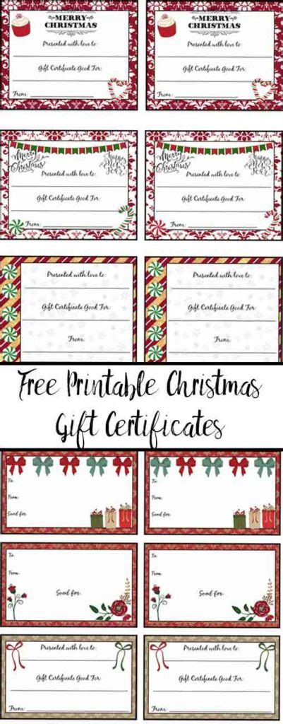 FREE Printable Christmas Gift Certificates: 7 Designs