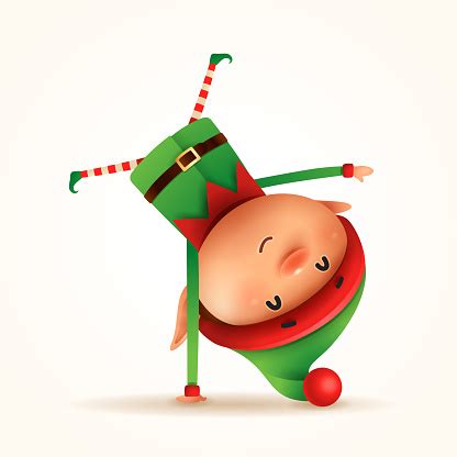 Little Elf Standing On His Arm Upside Down Isolated Stock Illustration - Download Image Now - iStock