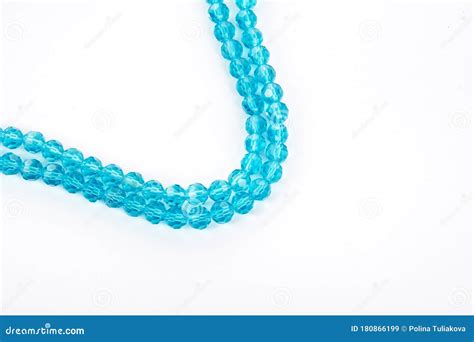 Beautiful Light Blue Glass Sparkle Crystal Isoalted Beads on White Background. Use for Diy ...