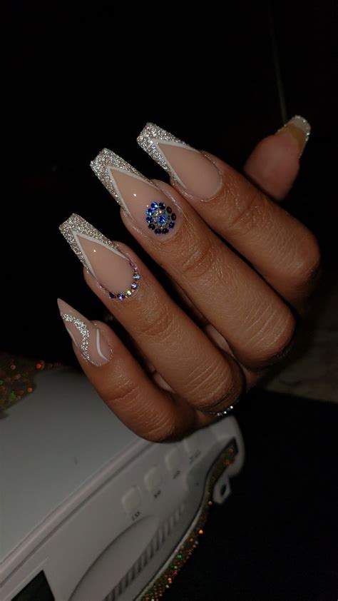 Evil Eye Nail Design | Evil eye nails, Glitter french nails, Reflective ...