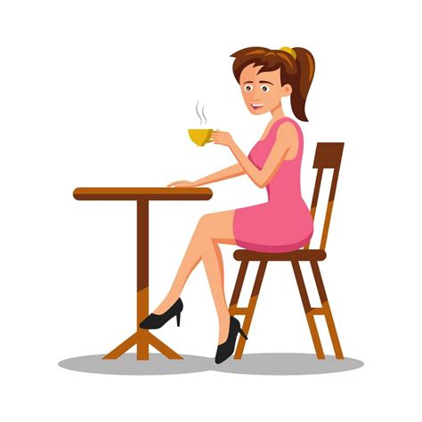 flat design of cartoon character of woman drinking coffee 5415044 Vector Art at Vecteezy