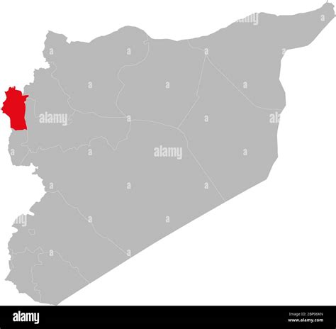 Latakia province highlighted on syria map. Light gray background ...