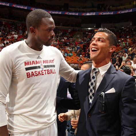 Cristiano Ronaldo Meets Luol Deng and Miami Heat Mascot Burnie at NBA ...