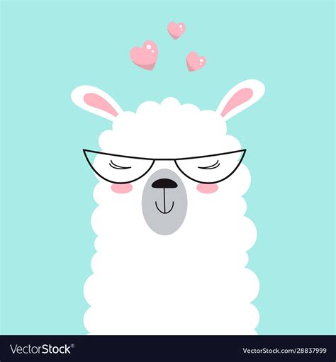 Cute llama isolated valentine card Royalty Free Vector Image