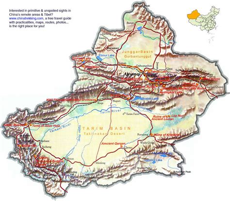 Xinjiang Travel Map - China Trekking Guide, Route, Map, Photo