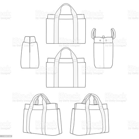 Canvas Tote Bag Fashion Design Template Stock Illustration - Download Image Now - Backpack ...