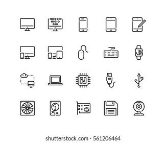 Computer tech icons Royalty Free Stock SVG Vector and Clip Art