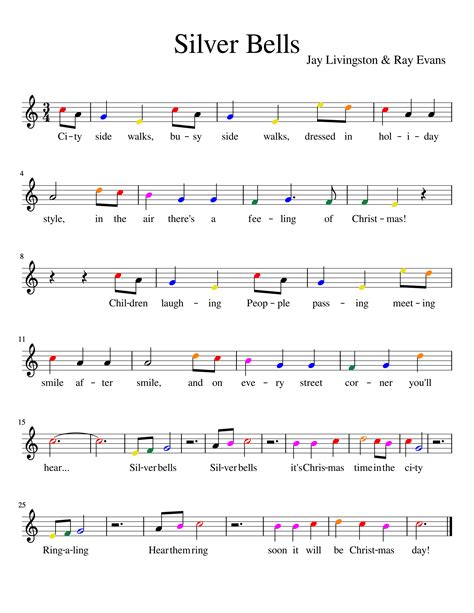 Music Therapy Made Simple - Colored Sheet Music for "Silver Bells"