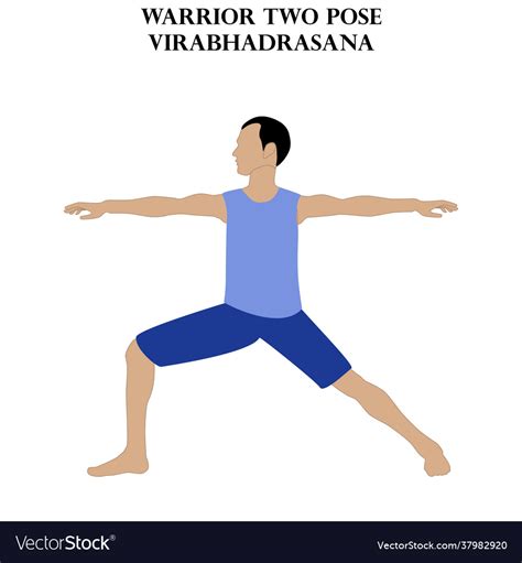 Warrior two pose yoga workout virabhadrasana man Vector Image