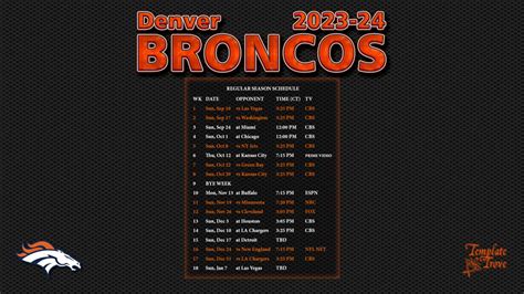 2023-2024 Denver Broncos Wallpaper Schedule