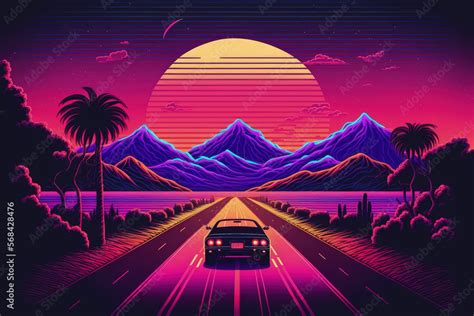 Background illustration Inspired by synthwave, retrowave, and the 80s ...