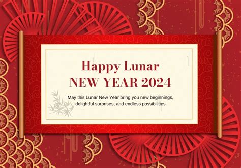 Red Happy Lunar New Year Card - Venngage