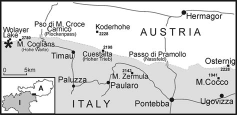 -Location map of the studied area (asterisk) within the Carnic Alps ...